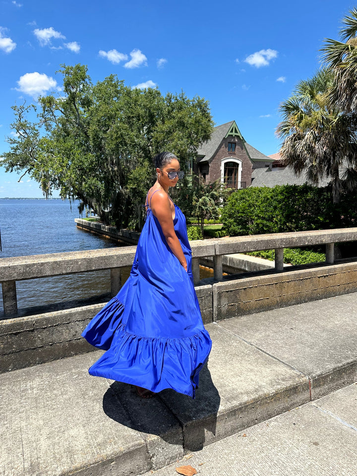 Meow and Barks Blue Ghana Dreaming Maxi Dress