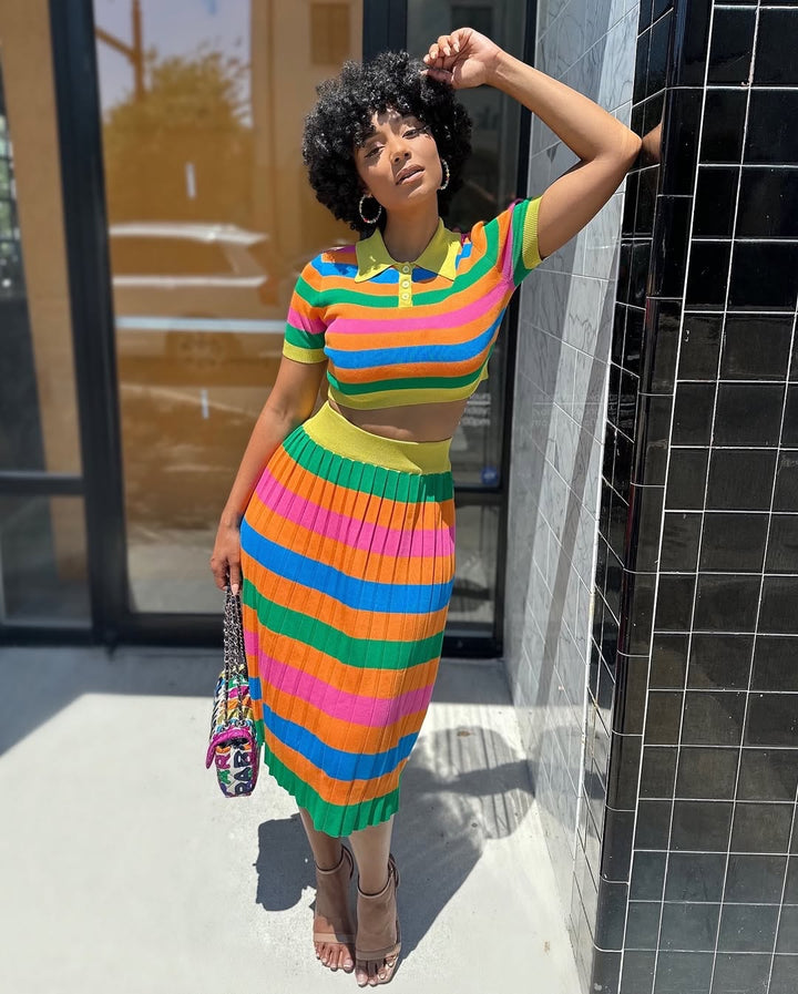 Meow and Barks Striped Skirt Set