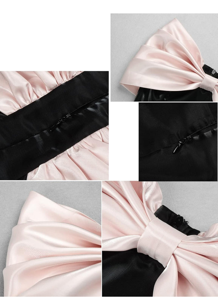 Keylows Black and Pink Bow Mini Dress (as Worn by Summer Walker)