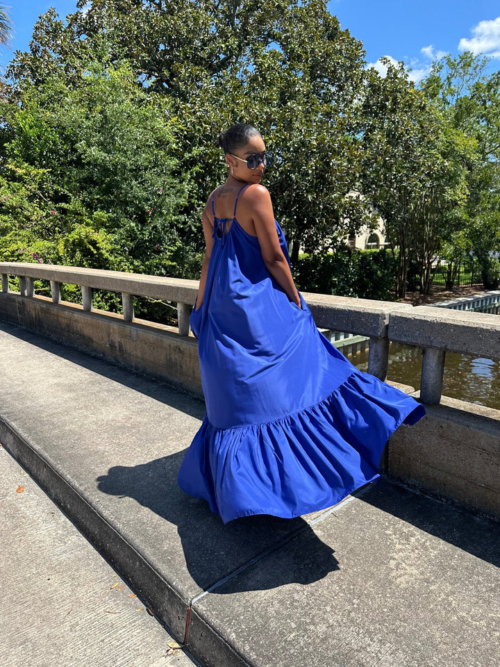 Meow and Barks Blue Ghana Dreaming Maxi Dress