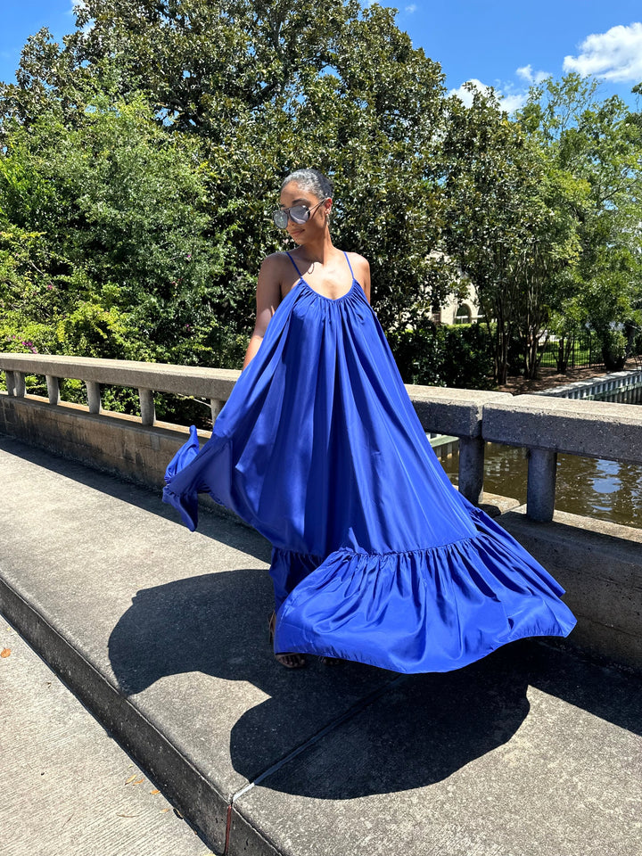 Meow and Barks Blue Ghana Dreaming Maxi Dress