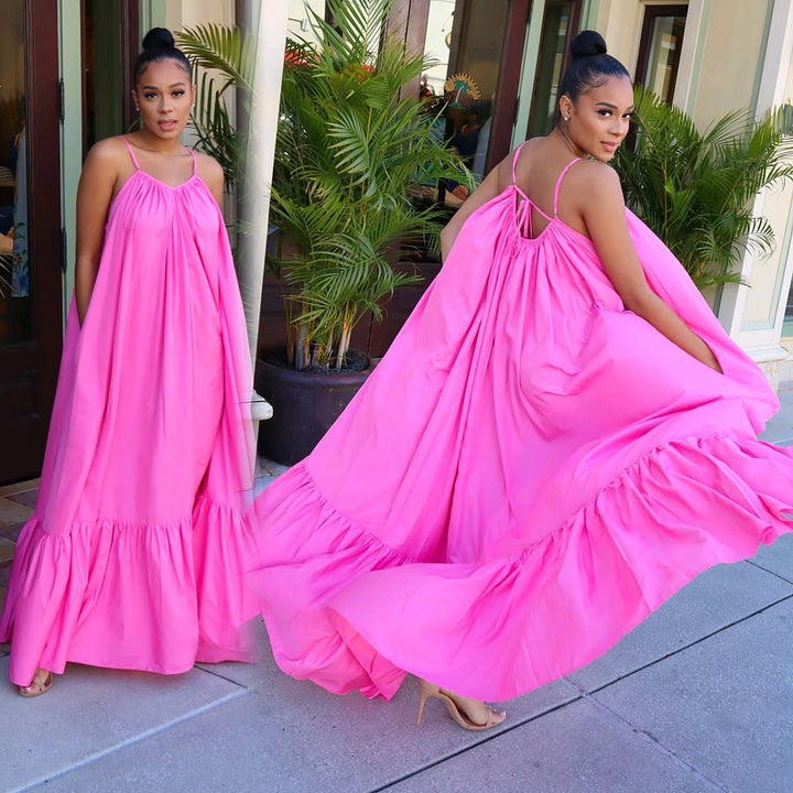 Meow and Barks Pink Ghana Dreaming Maxi Dress