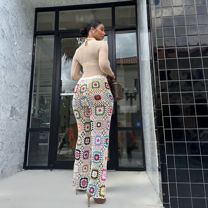 Meow and Barks Cream Crochet Pants