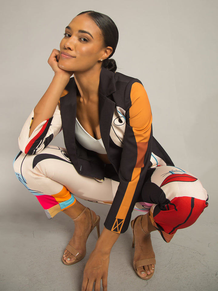 ZCrave Art Gallery Suit Blazer and Matching Pant Set in Black