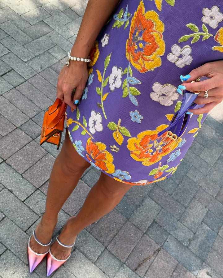 Arianne Elmy PURPLE JACQUARD SWING DRESS