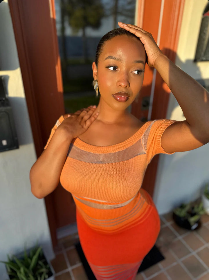 Meow and Barks Golden Hour Orange Ombre Dress