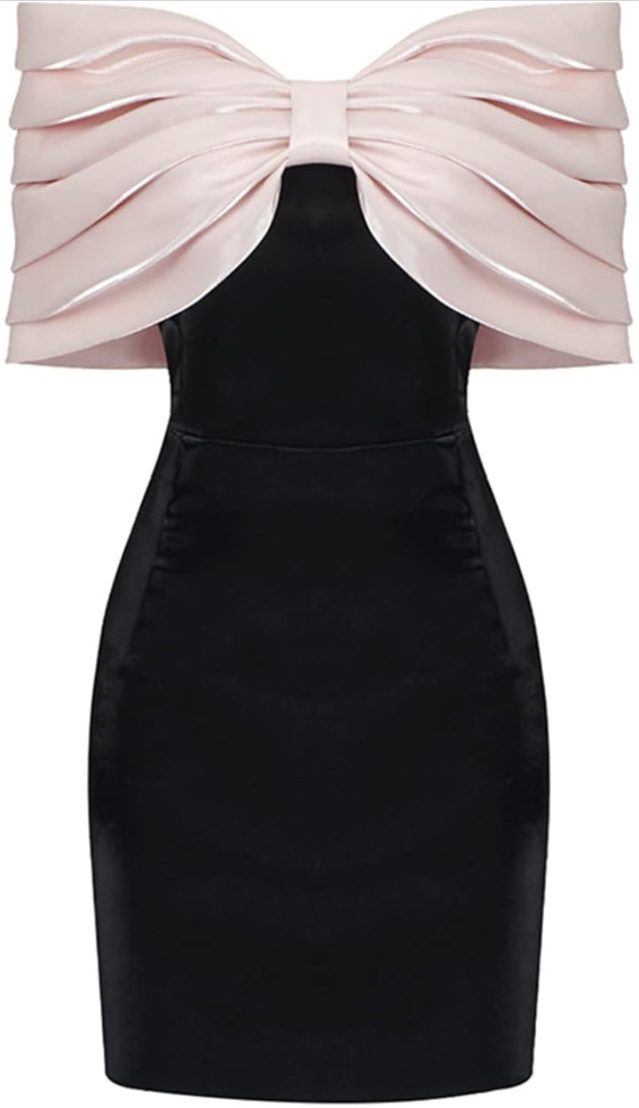 Keylows Black and Pink Bow Mini Dress (as Worn by Summer Walker)
