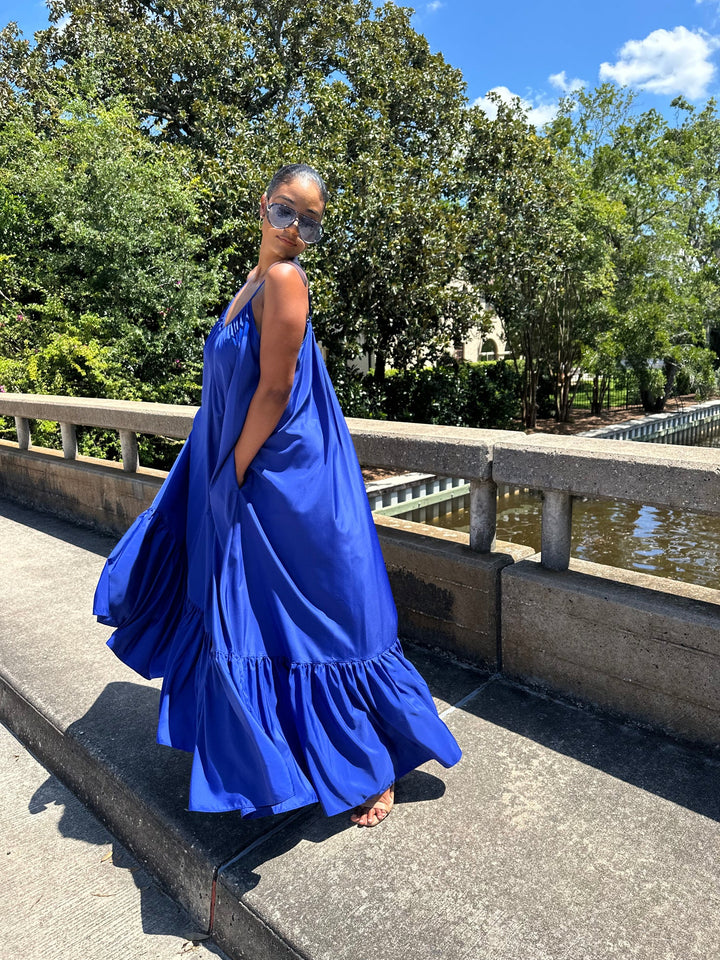 Meow and Barks Blue Ghana Dreaming Maxi Dress