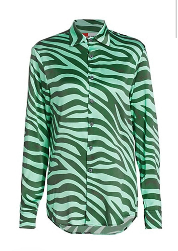 BruceGlen Mint Green Zebra Button Up Shirt (As Worn by Tasha Smith)