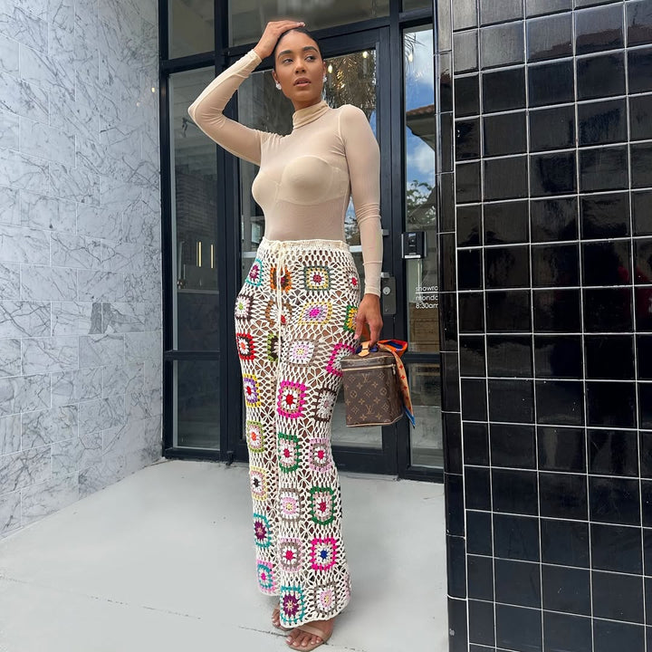 Meow and Barks Cream Crochet Pants