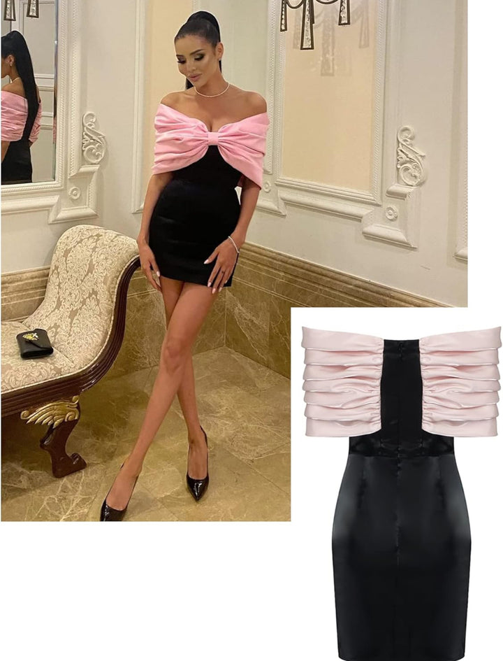 Keylows Black and Pink Bow Mini Dress (as Worn by Summer Walker)