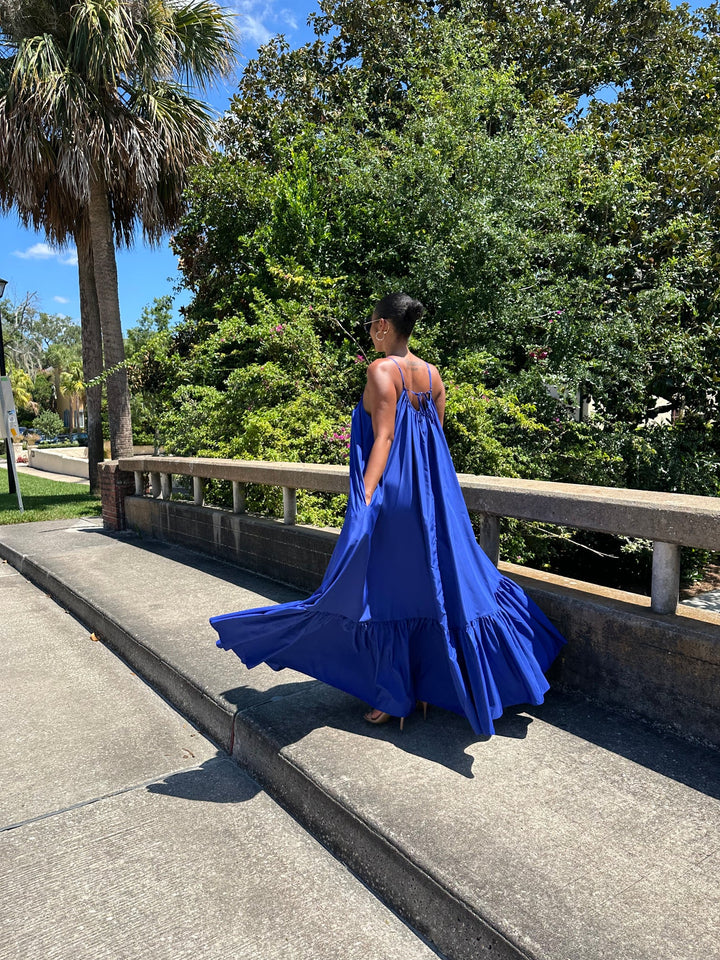 Meow and Barks Blue Ghana Dreaming Maxi Dress