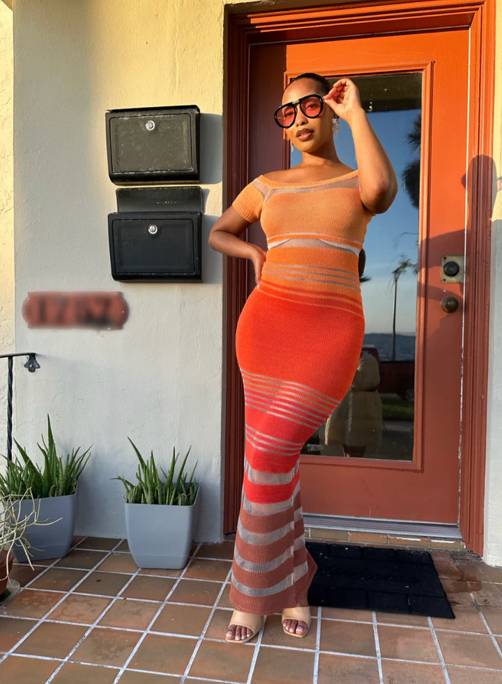 Meow and Barks Golden Hour Orange Ombre Dress