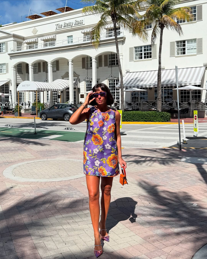Arianne Elmy PURPLE JACQUARD SWING DRESS