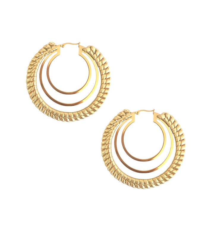 Seville Michelle Gold Isis Malena Woven Leather Hoop Earrings