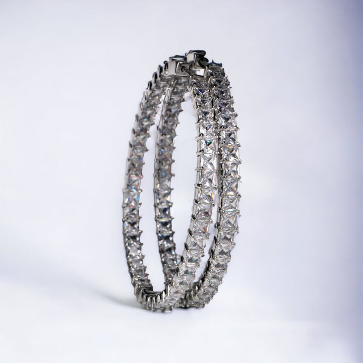 SybG Co Square Cut Diamond Eternity Hoop Earrings