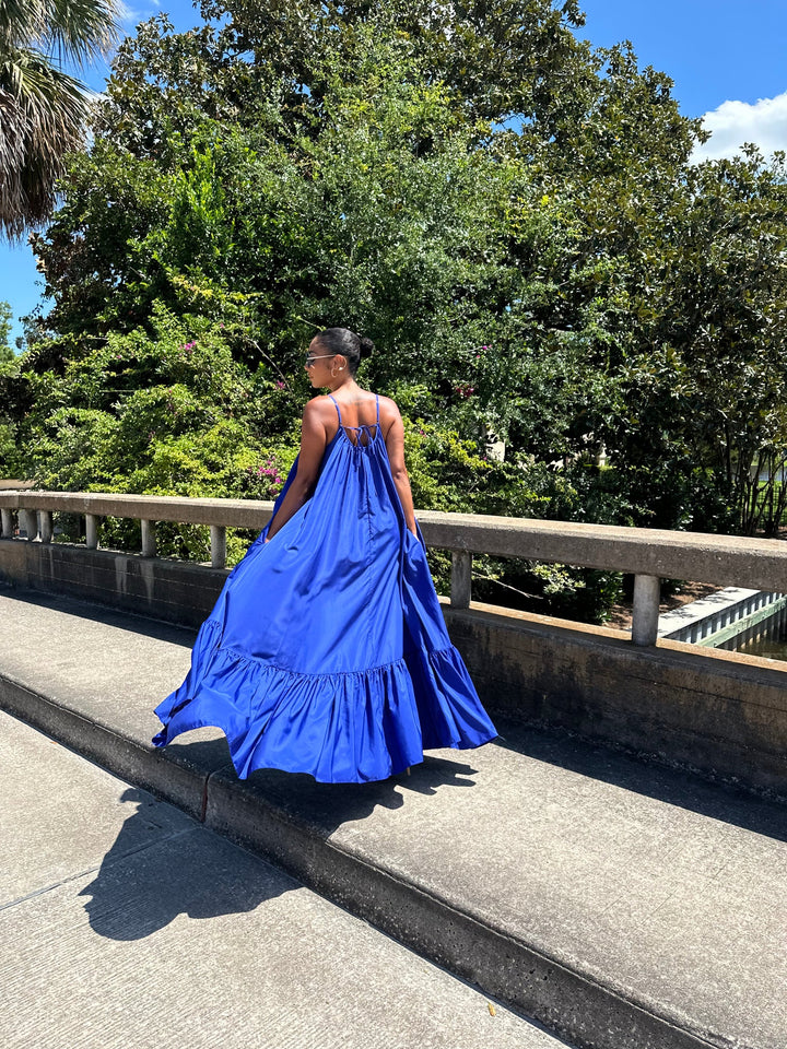 Meow and Barks Blue Ghana Dreaming Maxi Dress