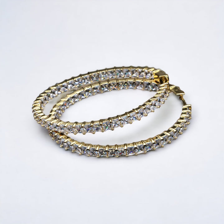 SybG Co Square Cut Diamond Eternity Hoop Earrings