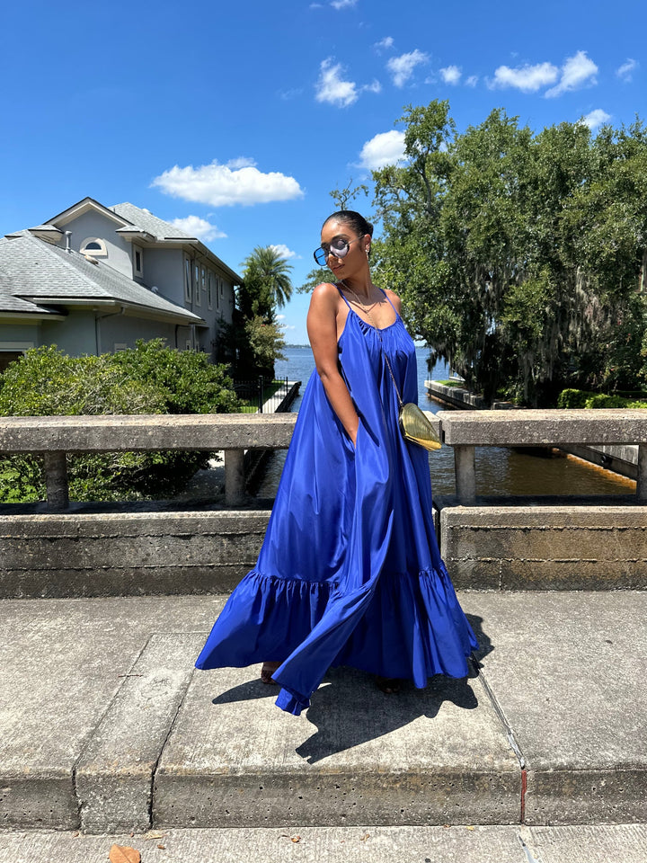 Meow and Barks Blue Ghana Dreaming Maxi Dress