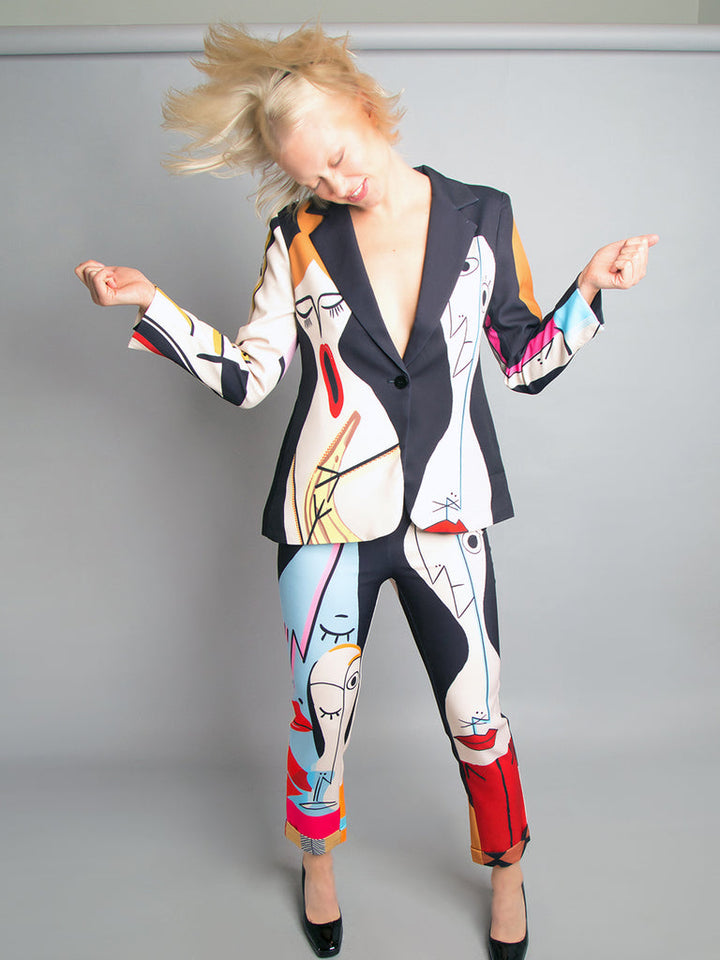 ZCrave Art Gallery Suit Blazer and Matching Pant Set in Black