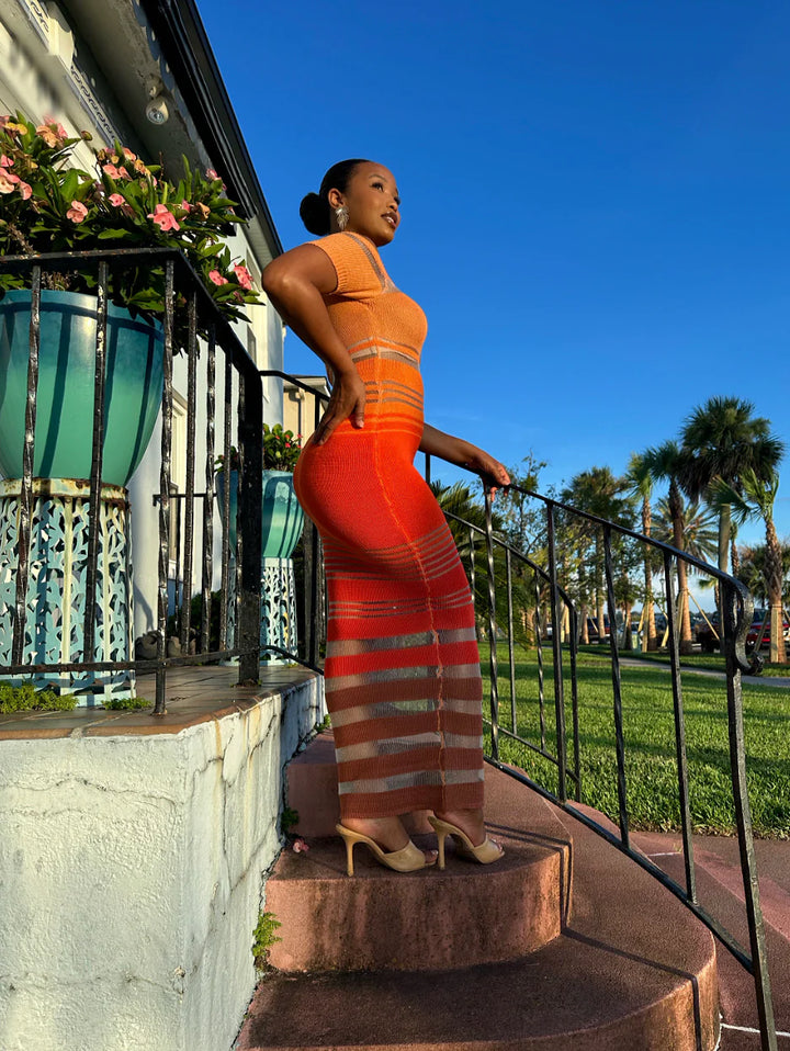 Meow and Barks Golden Hour Orange Ombre Dress