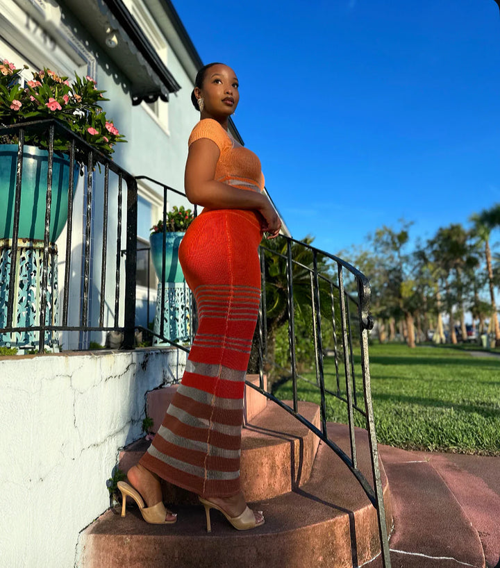 Meow and Barks Golden Hour Orange Ombre Dress