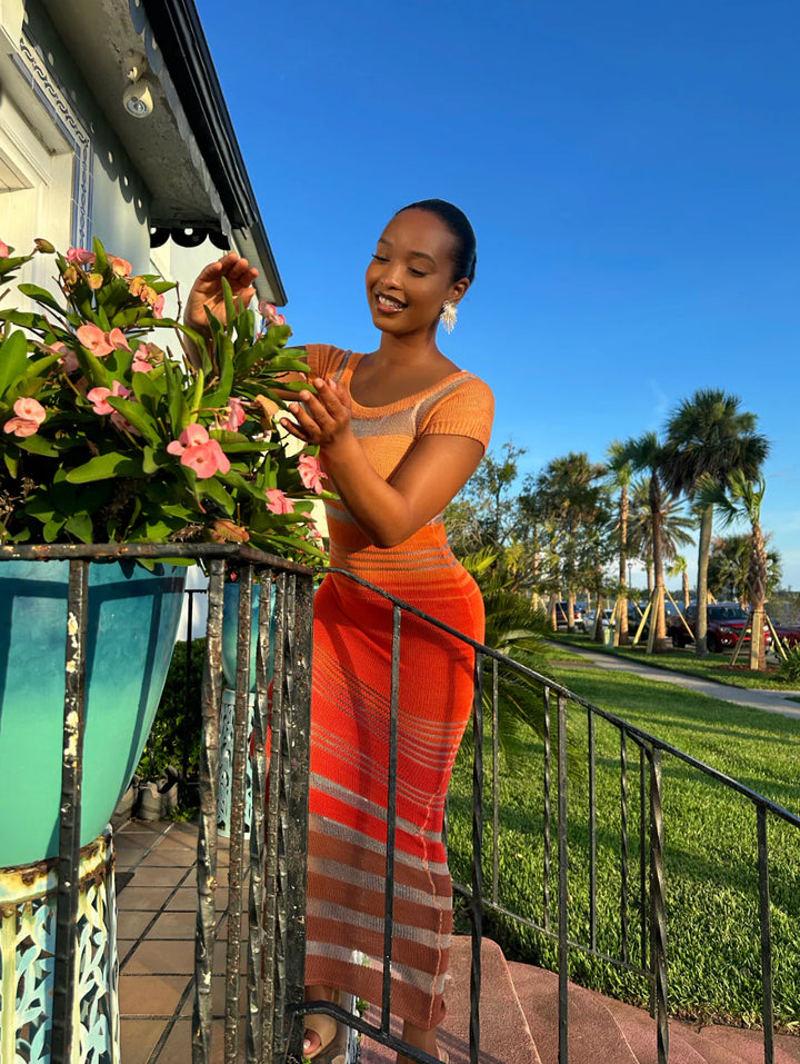 Meow and Barks Golden Hour Orange Ombre Dress