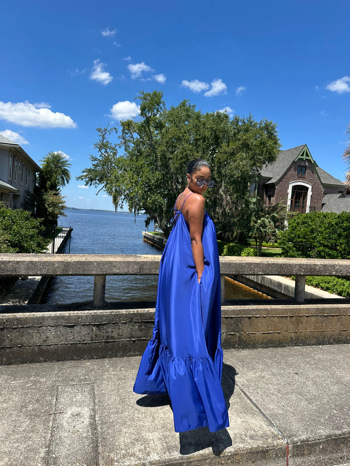 Meow and Barks Blue Ghana Dreaming Maxi Dress