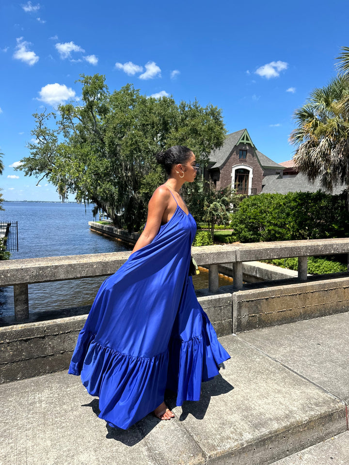 Meow and Barks Blue Ghana Dreaming Maxi Dress