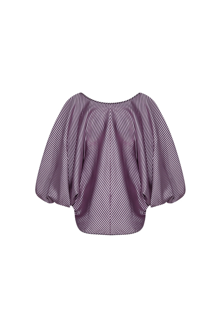 Arianne Elmy Purple and Black Billow Sleeve Party Blouse