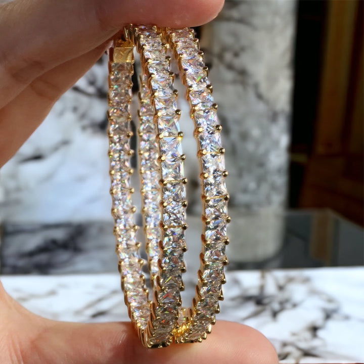 SybG Co Square Cut Diamond Eternity Hoop Earrings