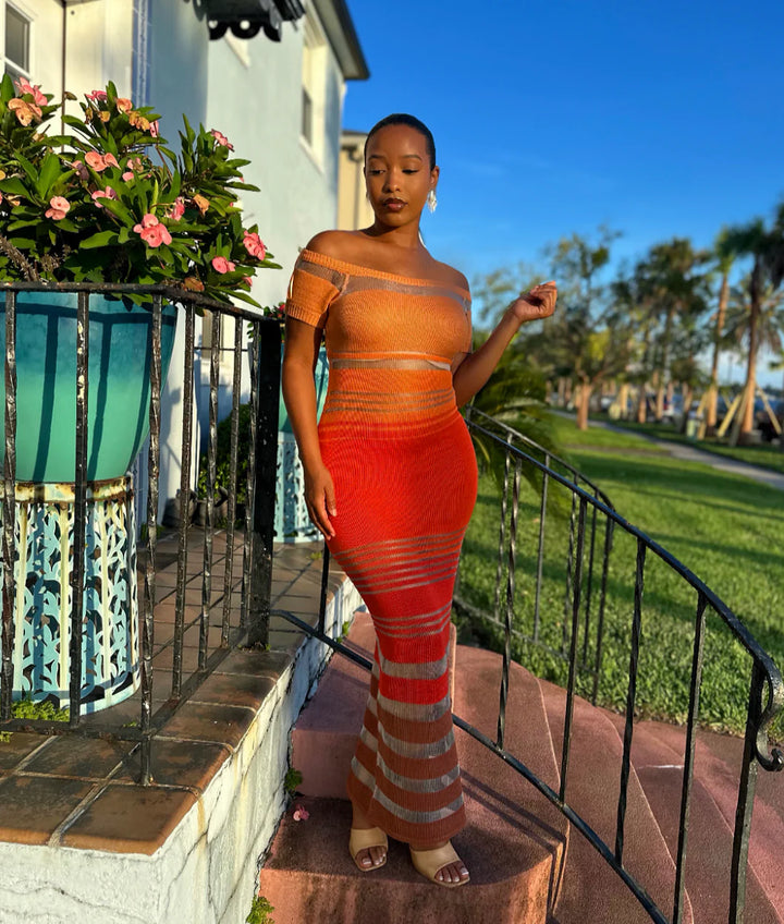 Meow and Barks Golden Hour Orange Ombre Dress