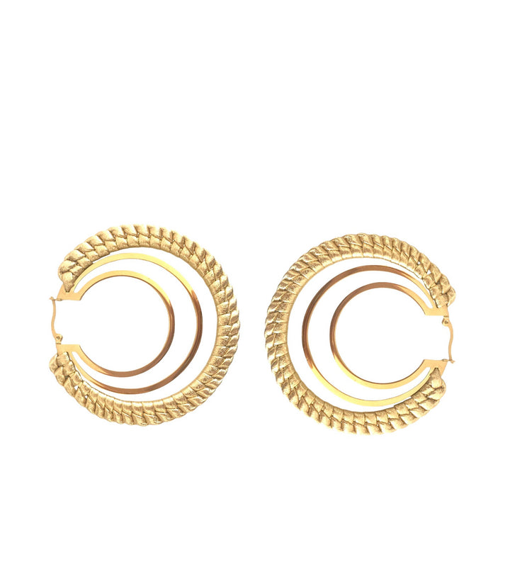 Seville Michelle Gold Isis Malena Woven Leather Hoop Earrings