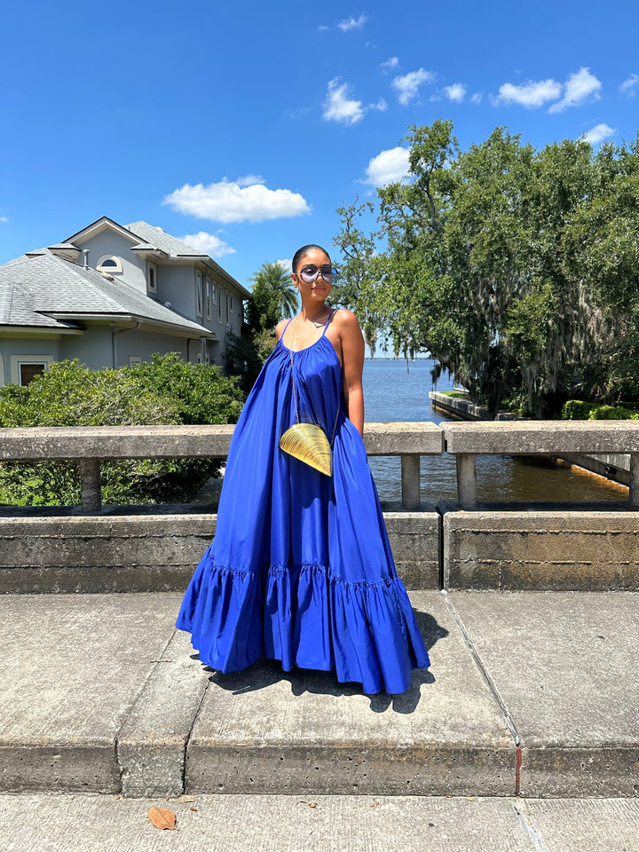 Meow and Barks Blue Ghana Dreaming Maxi Dress