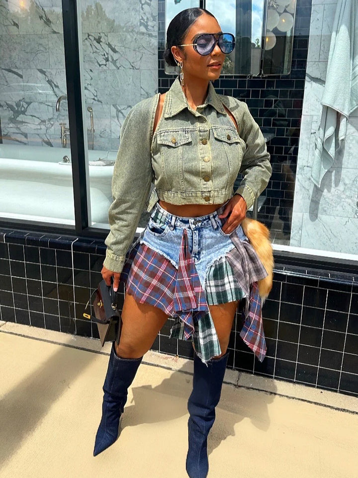 Meow and Barks Cloth Talk Jean Skirt