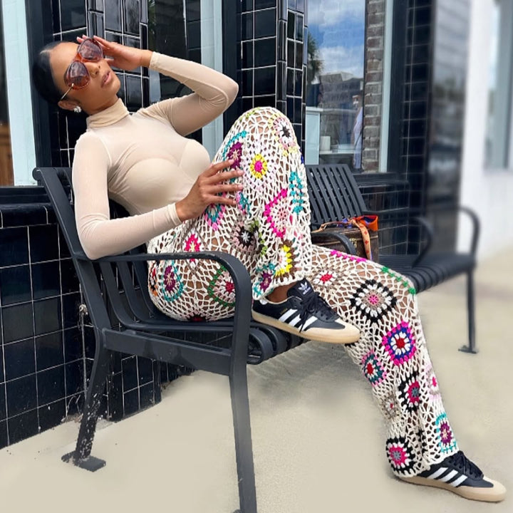 Meow and Barks Cream Crochet Pants