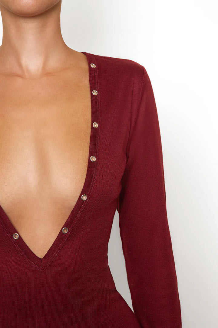 Ricki Brazil Burgundy Henley  Dress