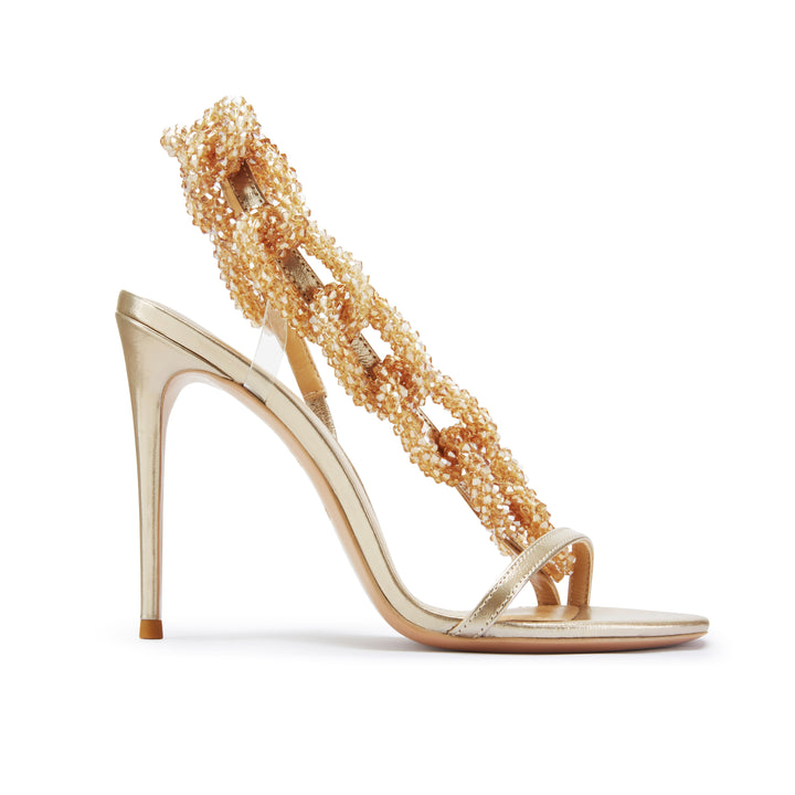 Voyette Lee Shimmer Ray Chain Embellished Sandal