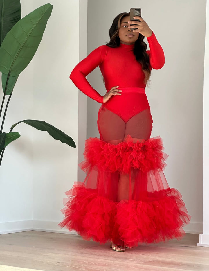 Oyemwen Tiered Red Skirt Set (as worn by Yandy Smith)