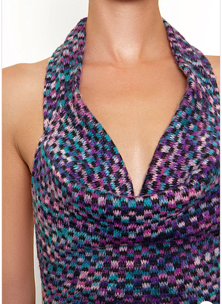 Ricki Brazil Blue Knit Cirque Maxi Dress