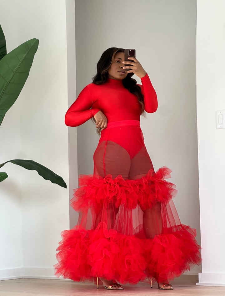 Oyemwen Tiered Red Skirt Set (as worn by Yandy Smith)