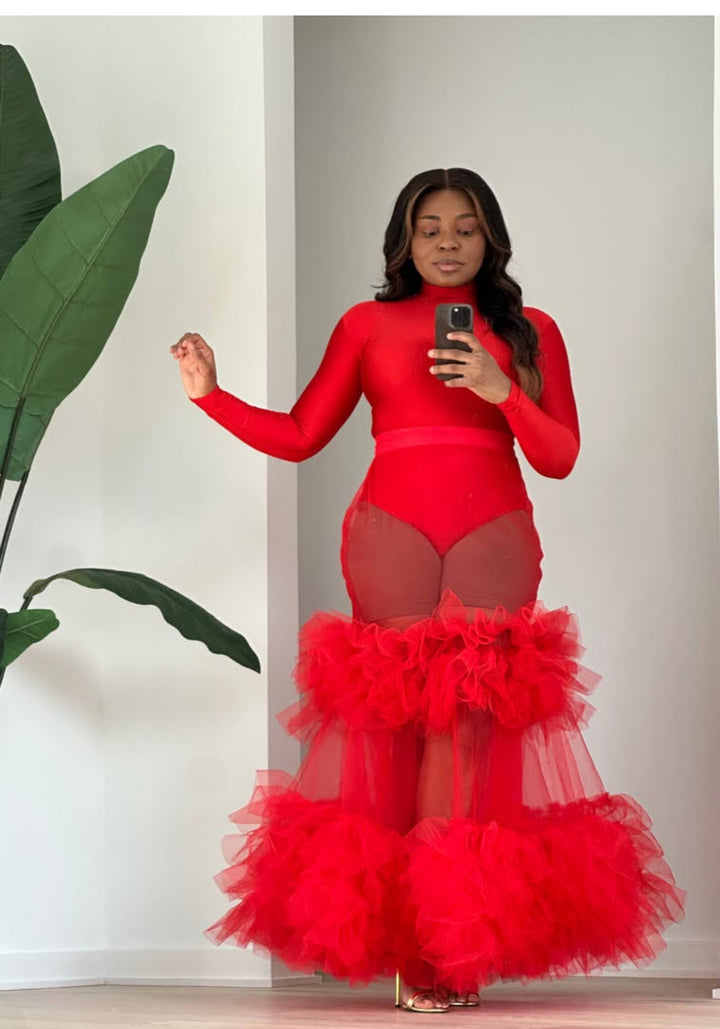 Oyemwen Tiered Red Skirt Set (as worn by Yandy Smith)
