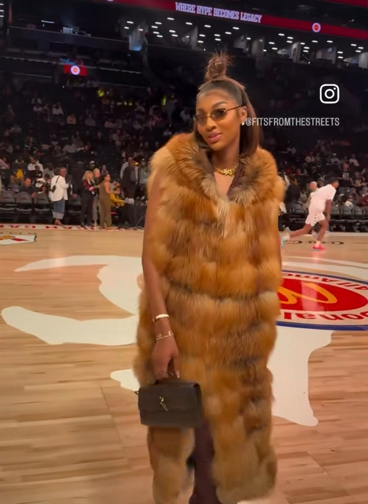 FGM Bespoke Light Brown Long Zip Vest (As worn by Angel Reese)