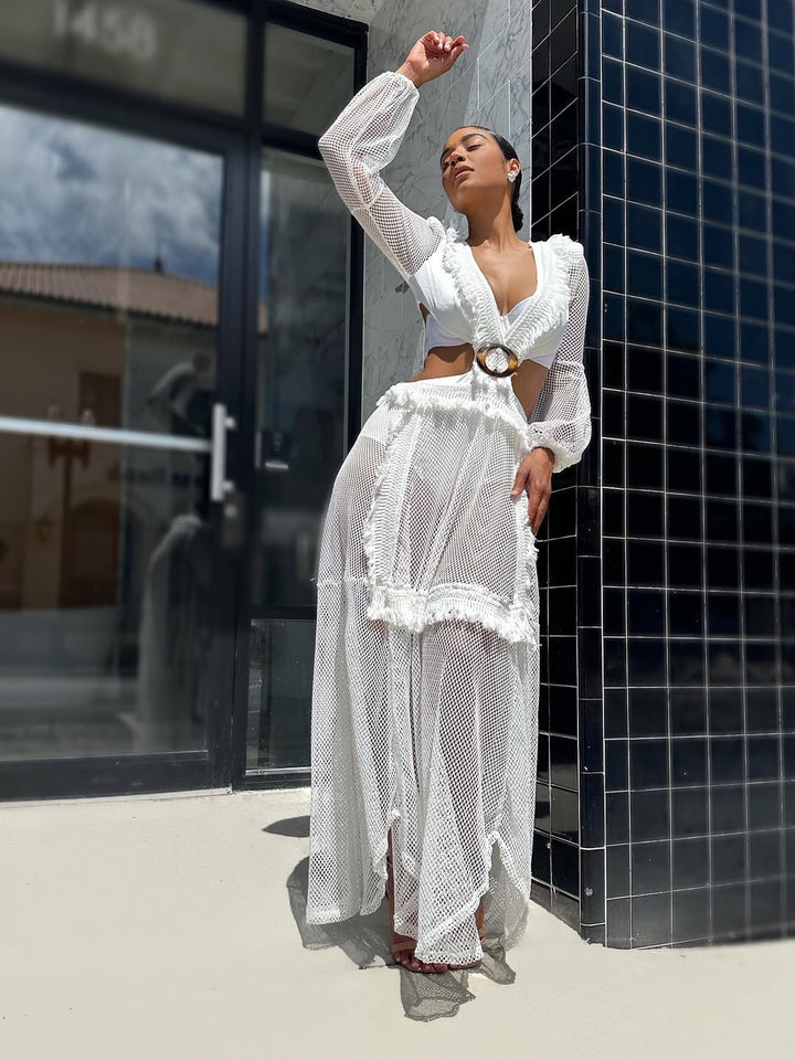 Meow and Barks White Feels Like Summer Cut Out Dress