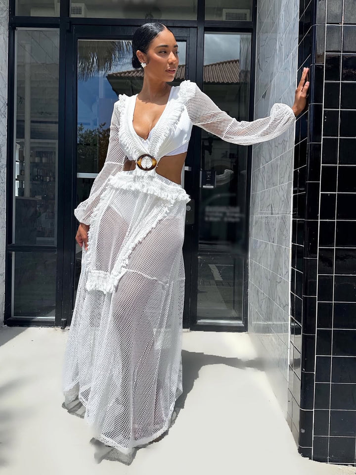 Meow and Barks White Feels Like Summer Cut Out Dress