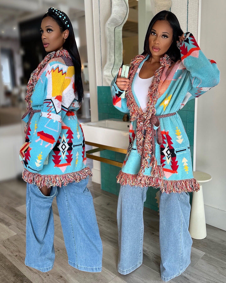 Meow and Barks Turquoise Rich Girl Cardigan