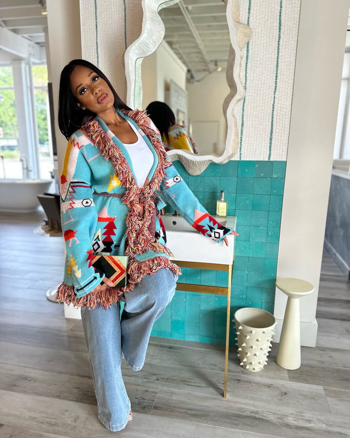 Meow and Barks Turquoise Rich Girl Cardigan