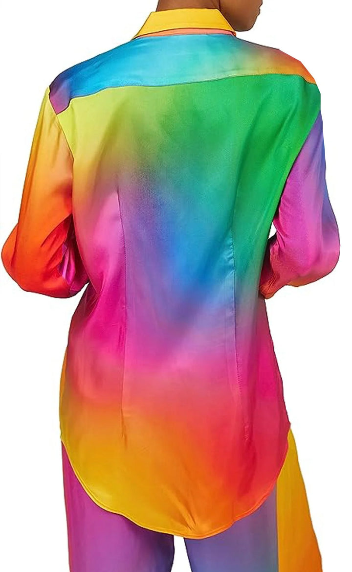 BruceGlen Rainbow Gradient Silk Shirt