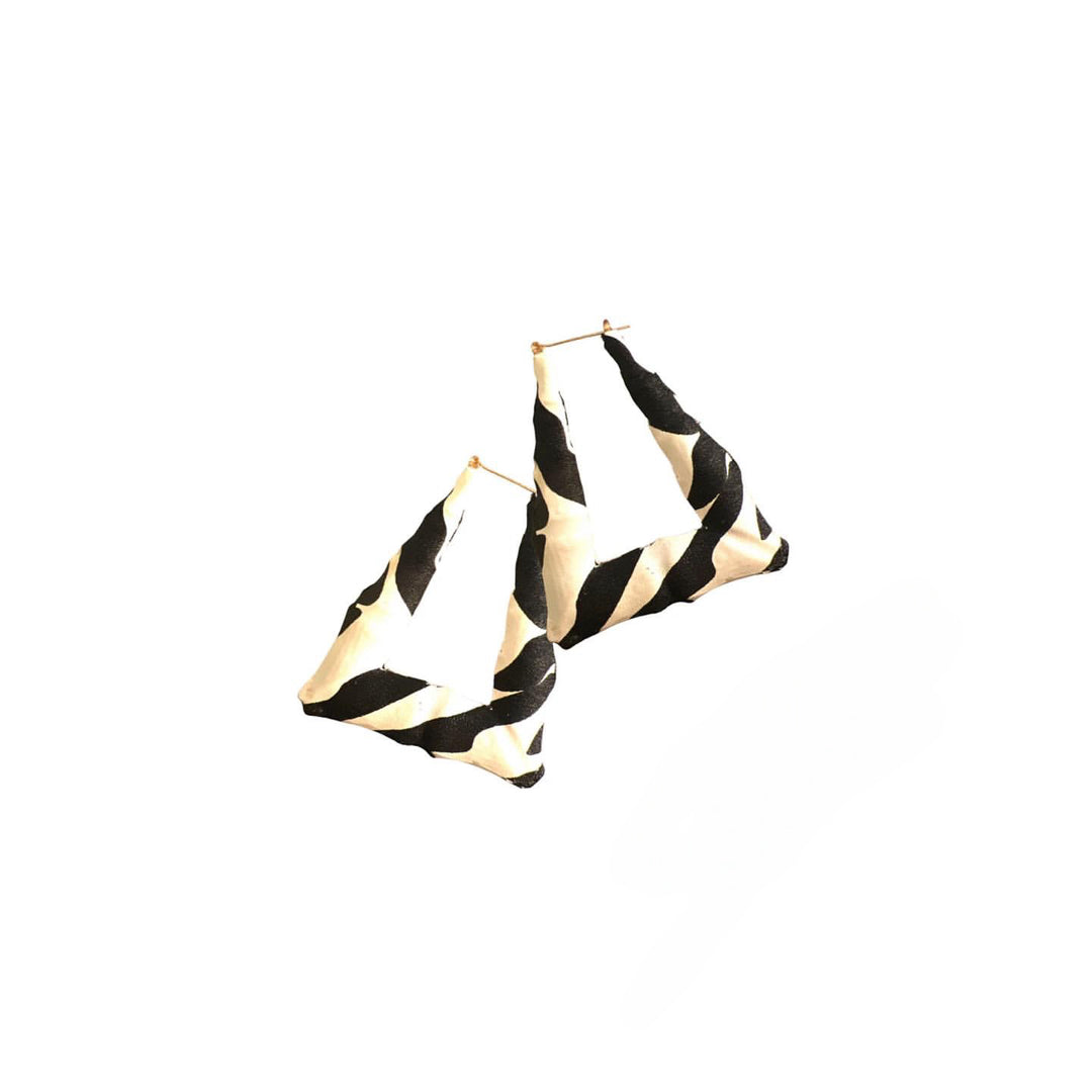 Seville Michelle Zebra Print on Triangle Earrings