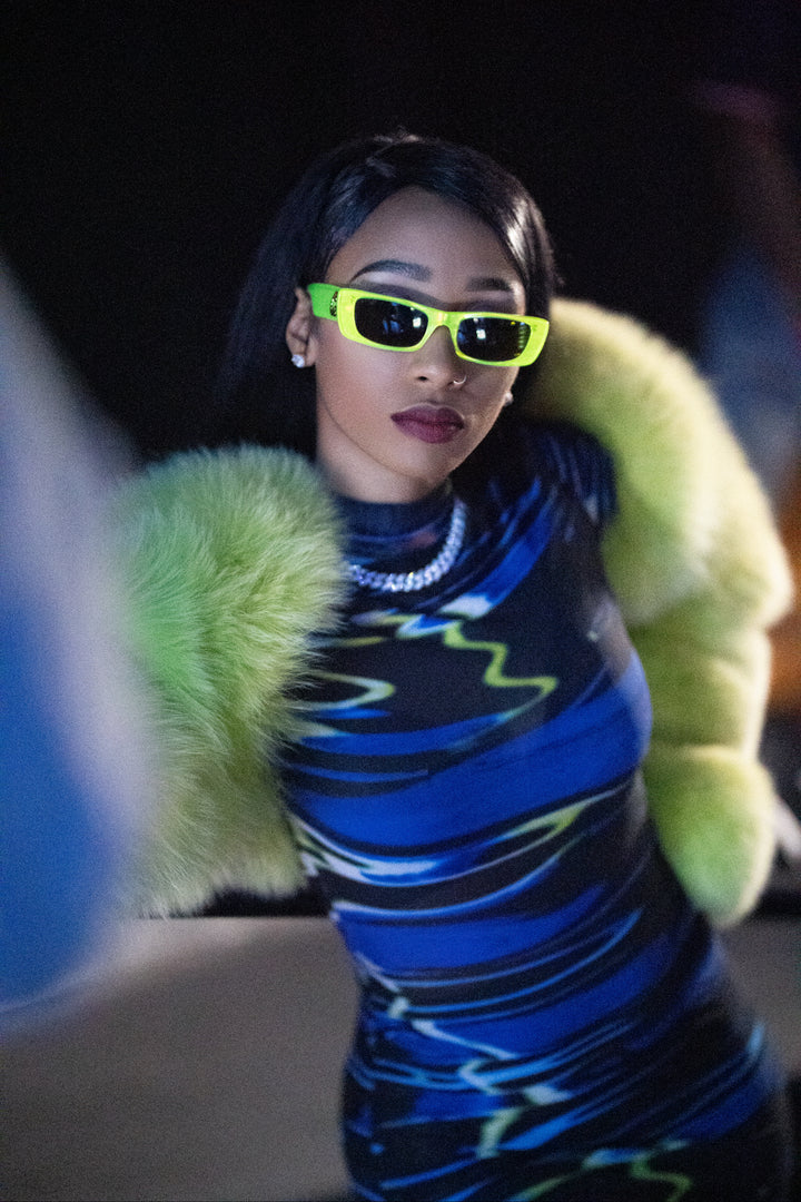 FGM Bespoke Neon Green Kiki Cropped Coat